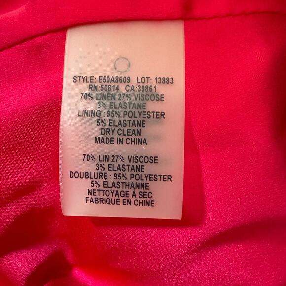 Elie Tahari Womens Isa Asymmetric Ruffle Dress Size L Linen Fuchsia - Picture 6 of 10